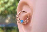 16 Gauge Blue Opal Rose Gold Daith Rook Hoop Ring Daith Septum Hoop