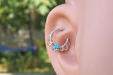 16 Gauge Blue Opal Silver Daith Rook Hoop Ring Daith Septum Hoop