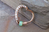 16 Gauge Crystal Rose Gold Daith Rook Heart Hoop Ring Daith Hoop