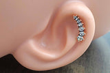 14kt Rose Gold Cartilage Earring Cartilage Stud Clear Cascading Crystals