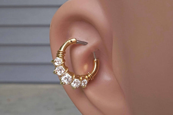 Gold Daith Earring Rook Earring Hoop Gold Clicker