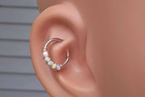 5 White Opal 16g Silver Daith Rook Hoop Ring Daith Septum Hoop