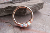 3 White Opal Rose Gold Daith Rook Hoop Ring Daith Septum Hoop