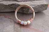 3 White Opal Rose Gold Daith Rook Hoop Ring Daith Septum Hoop