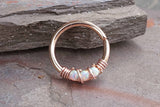 3 White Opal Rose Gold Daith Rook Hoop Ring Daith Septum Hoop