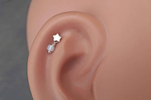 Rose Gold Star Cartilage Earring Piercing 16g