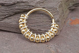 Bali Ball Gold Nose Ring Hoop 20 Gauge