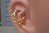 Tribal Fan Gold Daith Earring Rook Earring Hoop Gold Clicker