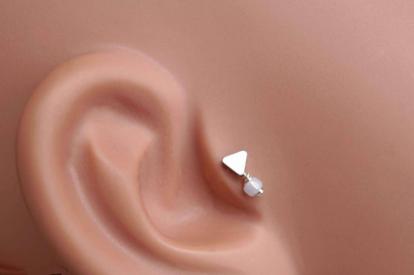 Silver Triangle Tragus Earring Piercing Internally Threaded