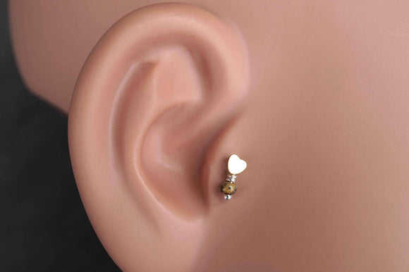 Gold Heart Tragus Cartilage Earring Piercing 16g