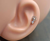 Clear Crystal Flower 16g Cartilage Tragus Helix Earring Internally Threaded