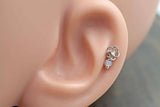 Clear Crystal Flower 16g Cartilage Tragus Helix Earring Internally Threaded