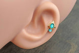 Pharaoh Triangle Teal Opal Gold Stud Cartilage Earring Piercing 16g