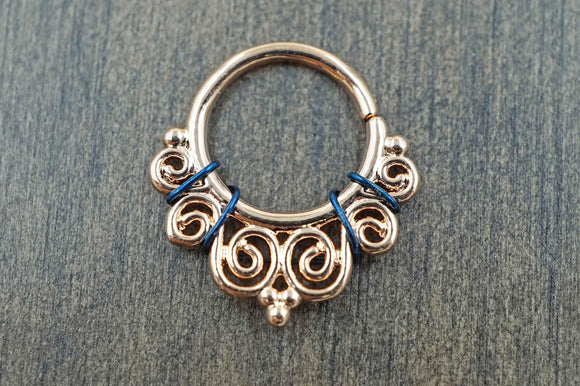 SALE - Ornate Rose Gold Septum Ring Rose Gold Daith Piercing Rook Earring Hoop