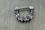 Grey Daith Hoop Rook Earring Clicker Septum Clicker Ring