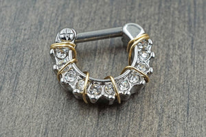 SALE - 14g Clear Crystal Daith Hoop Rook Earring Clicker Septum Clicker Ring