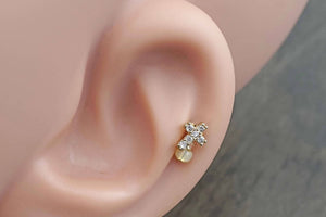 Cross Gold Tragus Earring Piercing 16g