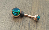 Abalone Shell Rose Gold Belly Button Ring Prong Set