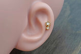 White Opal Star Gold Stud Cartilage Earring Piercing 16g