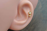 White Opal Star Gold Stud Cartilage Earring Piercing 16g