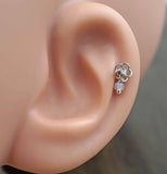 Clear Crystal Flower 16g Cartilage Tragus Helix Earring Internally Threaded