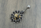 Black and Gold Belly Button Ring Prong Set