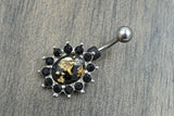 Black and Gold Belly Button Ring Prong Set