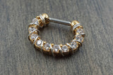 16 Gauge Gold and CZ Septum Clicker Daith Clicker Rook Hoop