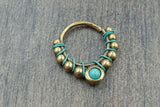 14 Gauge Turquoise Brass Rook Earring Daith Earring Hoop Septum