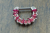 SALE - Bright Pink Daith Hoop Rook Earring Clicker Septum Clicker Ring