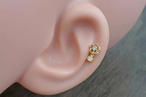 Flower Gold Tragus Earring Piercing 16g