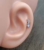 Crescent Moon Silver Tragus Earring Piercing 16g