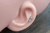 Pink Crystal Flower Silver Tragus Cartilage Helix Earring Piercing 16g