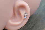 Pink Crystal Flower Silver Tragus Cartilage Helix Earring Piercing 16g