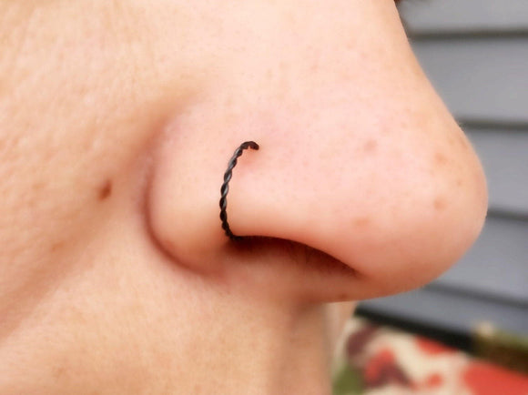 Black Braided Nose Ring Hoop