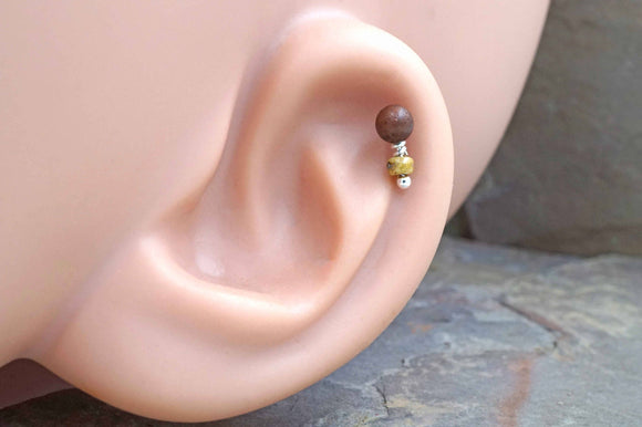 Cherry Rosewood Wood Cartilage Earring Tragus Helix Piercing