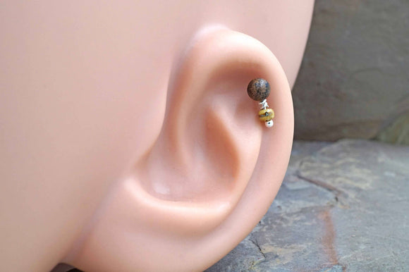 Brown Sandalwood Wood Cartilage Earring Tragus Helix Piercing