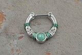 16 Gauge Mint Green Opal Vintage Septum Ring Clicker Bull Ring Nose Piercing Daith