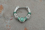 16 Gauge Mint Green Opal Vintage Septum Ring Clicker Bull Ring Nose Piercing Daith