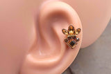 Chocolate and Topaz Crystal 14kt Rose Gold Cartilage Earring Cartilage Stud