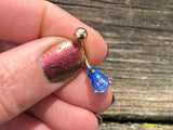 Rose Gold Opal Belly Ring Blue Opal