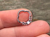 16 Gauge Quatrefoil White Opal Daith Rook Hoop Ring Daith Right Ear