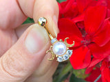 Crescent Moon Pearl Gold Belly Button Ring