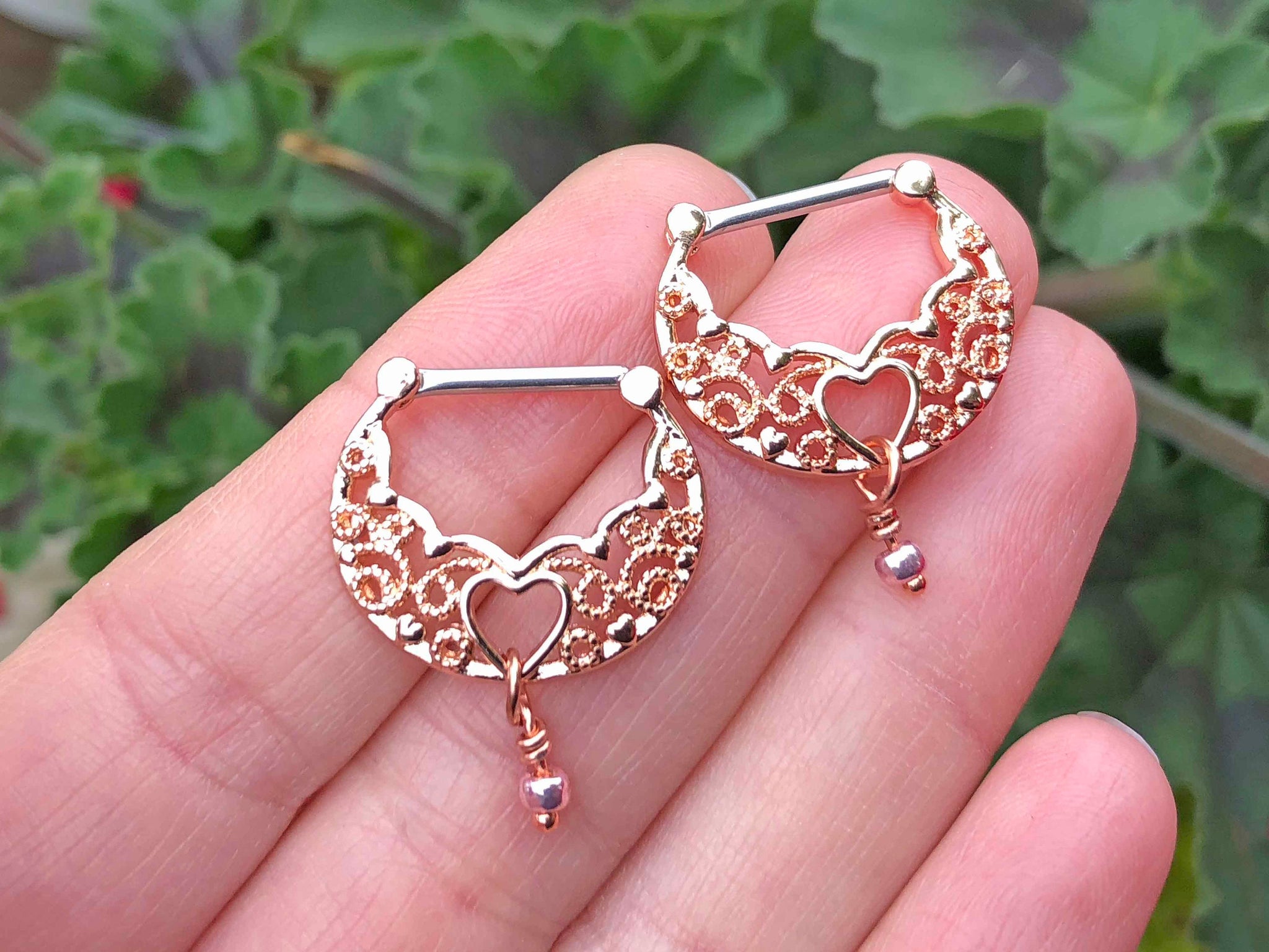 Filigree Heart Rose Gold Nipple Clicker Nipple Ring Nipple Piercing Midnights Mojo
