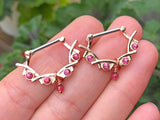 4 Pink Crystal Rose Gold Nipple Clicker Nipple Ring Nipple Piercing