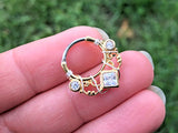 Lace Swirl Square CZ Gold Daith Piercing Rook Earring Hoop Silver Clicker