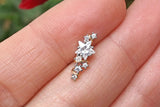 Sparkly Clear Crystal Stars Stud Ear Climber Cartilage Earring Piercing 16g