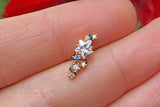 Sparkly Clear Crystal Stars Gold Ear Climber Cartilage Earring Piercing 16g