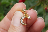 Dangling Crescent Moon Gold Helix Cartilage Tragus Earring Piercing 16g