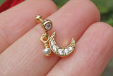 Dangling Crescent Moon Gold Helix Cartilage Tragus Earring Piercing 16g